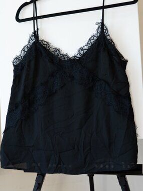 Lush Black Lace Trim Camisole Top Size Large NWT
